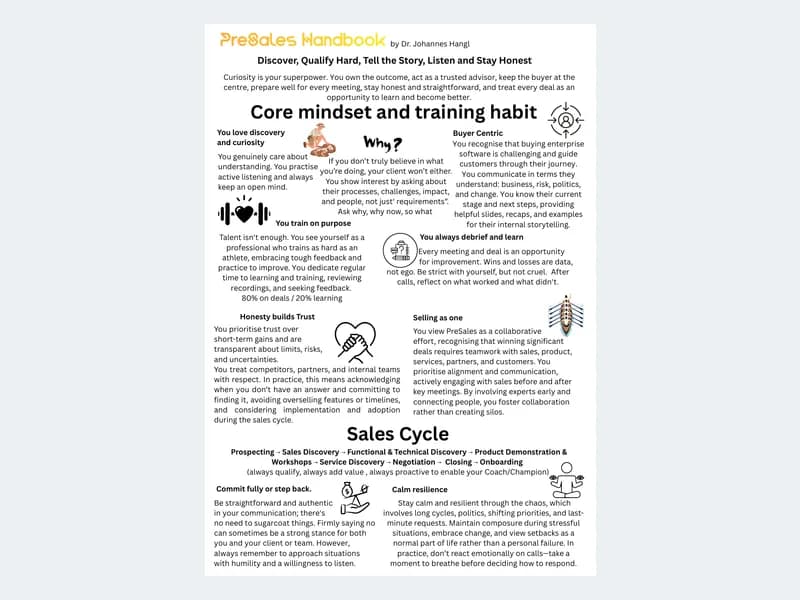 Preview of PreSales Handbook cheat sheet