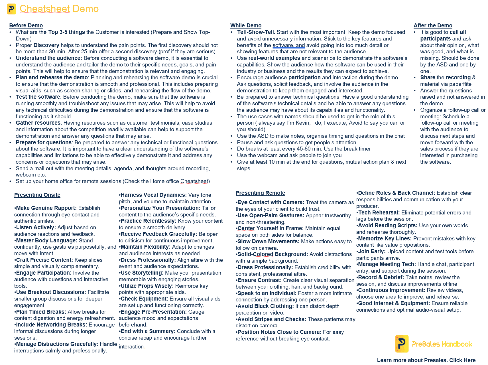Demo cheat sheet (PDF)