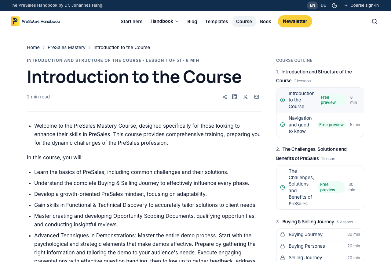 A lesson page. The breadcrumb, the section and lesson number, the lesson title, the reading time and share buttons. The lesson text starts below. The course outline with all sections sits on the right.
